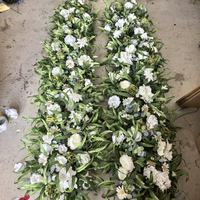 Chemin de table fleuri personnalisable, nouveau design, fleurs artificielles, long chemin de table bleu pour la décoration de mariage