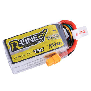 Batería Lipo RC Tattu R-Line 1550mAh 75C 14,8 V de alta velocidad con enchufe XT60 Dron de carreras FPV - Product Image 1