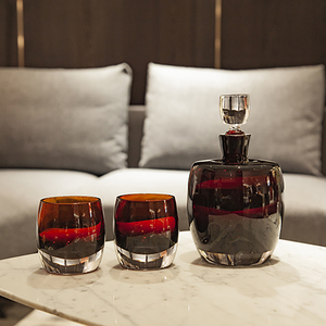 Ensemble de <span class=keywords><strong>carafe</strong></span> en verre ambré de luxe moderne, soufflé à la main, avec 2 verres à vin pour hôtel, bar, décoration de la maison - Product Image 1