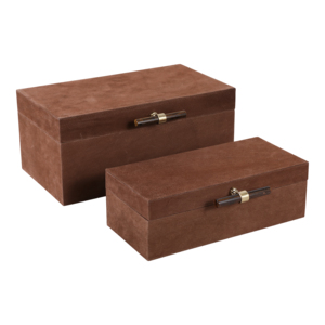 Scatole Decorative Rettangolari in Camoscio con Accessori in Pietra per Gioielli, Oggetti Preziosi e Decorazioni da Scaffale - Product Image 1