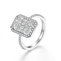 Ensemble de bagues classiques pour femmes en argent 925 avec moissanite taille princesse sertie à griffes pour anniversaire - Certifié GRA