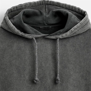<span class=keywords><strong>Felpe</strong></span> <span class=keywords><strong>Senza</strong></span> Maniche da Uomo con Logo Personalizzato, Stile Vintage Lavaggio Acido Nero con Bordi Tagliati, Streetwear Effetto Vissuto - Product Image 4