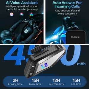 2 Riders Motorcycle Helmet Wireless Intercom <strong>Headset</strong> 300m Range IP65 Waterproof Wireless Moto Intercom - Product Image 6