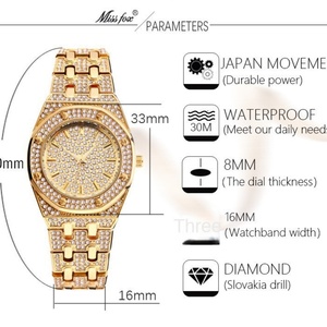 Reloj de Lujo Único para Mujer con Diamantes, Reloj Redondo Dorado con Esfera Personalizada, Reloj de Pulsera de Cuarzo de Lujo con Circonitas - Product Image 2