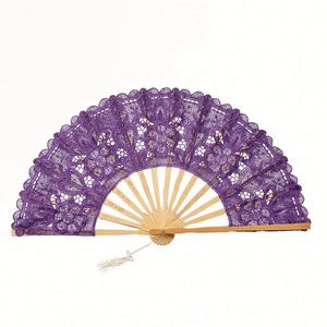 Abanico de mano de plástico con encaje floral vintage y patrón español, plegable, con diseño de corazón pintado, para fiestas de cumpleaños de verano, fiestas de té, regalo para niñas, música - Product Image 2