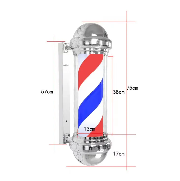 Barber Shop Sign Pole Light Red White Blue Stripe Design Salon Wall Hanging Lamp Beauty Salon Lamp