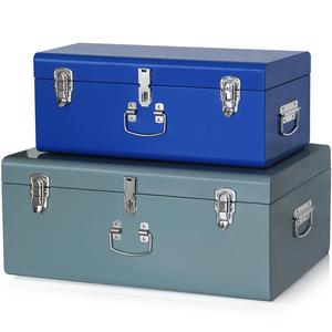 ヴィンテージ風スチール製収納トランクボックス（2個セット） - Product Image 1