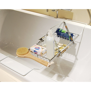 Organizer da Bagno di Lusso in Acciaio Inossidabile Antiruggine, Ripiano Espandibile per Vasca con Supporto per Vino e Libri - Product Image 5