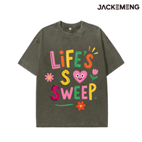 T-shirt Oversize Multicolore à Imprimé Lettres Bulles, Smiley, Cœur et Fleurs – Stock USA, Vente en Gros, Style Kawaii Décontracté