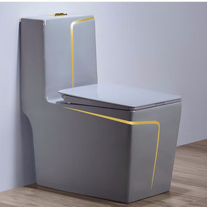 WC monobloc en céramique émaillée gris KD-19CTB, excellent rapport qualité-prix, avec siège carré, à poser au sol - Product Image 5