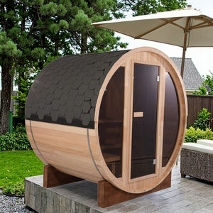 Sauna extérieur à vapeur traditionnelle en <span class=keywords><strong>bois</strong></span> massif de pin en verre <span class=keywords><strong>plat</strong></span> avec <span class=keywords><strong>chauffe</strong></span>-sauna/poêle Harvia - Product Image 3