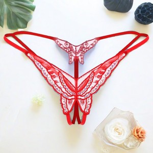 Sexy Women's Butterfly Sequin Embroidered Thong Open Crotch <b>Crotchless</b> <b>Panties</b> Transparent Lingerie - Product Image 4