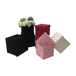 High quality mix colors square suede gift box anniversary album gift box, wedding or valentine's Day box