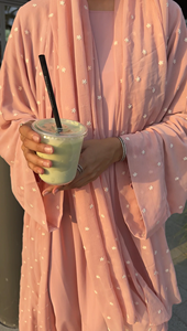 Cárdigan de chifón suave con logotipo personalizado y hiyab a juego, estilo Dubái, para usar como kimono o abaya. - Product Image 2