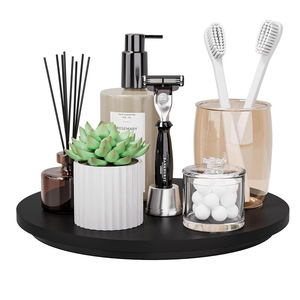 Bandeja Giratoria Negra de Bambú para Cocina, Redonda, para Condimentos, Diseño Minimalista - Product Image 5