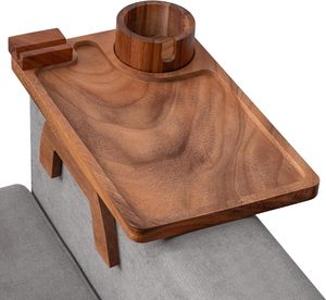 Plateau porte-gobelet pour <span class=keywords><strong>canapé</strong></span> en bois, plateau <span class=keywords><strong>portable</strong></span> en acacia pour accoudoir de <span class=keywords><strong>canapé</strong></span>, plateau anti-déversement pour boissons, collations, télécommande, porte-gobelet pour <span class=keywords><strong>canapé</strong></span> - Product Image 1