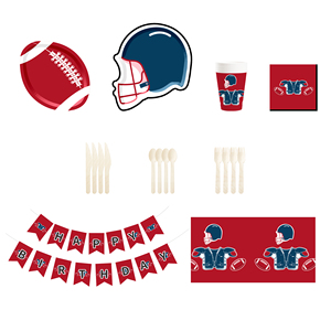 DAMAI Nuevo Juego de Vajilla Desechable Personalizado con Temática de Balón para Fiestas de Cumpleaños, Super Bowl, Platos, Servilletas y Vasos de Papel - Product Image 1