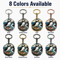 Porte-clés en émail dur Puffin, série Oiseaux marins atlantiques, porte-clés en métal, breloque de sac en argent antique, cadeau souvenir pour les amoureux des oiseaux