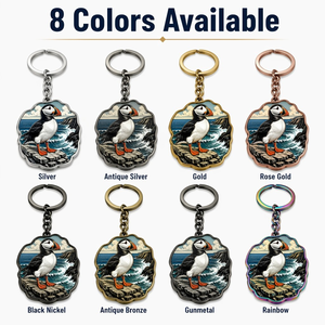 Porte-clés en émail dur Puffin, série Oiseaux marins atlantiques, porte-clés en métal, breloque de sac en <span class=keywords><strong>argent</strong></span> antique, cadeau souvenir pour les amoureux des oiseaux - Product Image 5