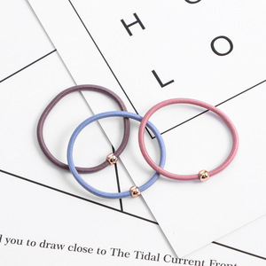 Élastique à cheveux pour femme YT, style coréen, épais, très élastique, 5,5 cm, avec petite perle dorée, en tissu coloré, style doux, usage quotidien - Product Image 6