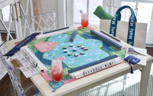 Ensemble de Mahjong américain de luxe au design de jardin chinois, 166 tuiles de Mahjong en acrylique turquoise avec Joker, Kit de jeu de Mahjong pour professionnels - Product Image 4
