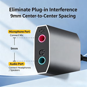 Tarjeta <span class=keywords><strong>de</strong></span> Sonido Externa USB, Adaptador <span class=keywords><strong>de</strong></span> <span class=keywords><strong>Audio</strong></span> con Conector <span class=keywords><strong>de</strong></span> 3.5mm, Espaciado <span class=keywords><strong>de</strong></span> 9mm, Micrófono, Auriculares, <span class=keywords><strong>Convertidor</strong></span> Tipo C <span class=keywords><strong>para</strong></span> <span class=keywords><strong>PC</strong></span>, Laptop, MacBook, PS5 - Product Image 2