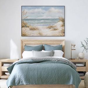 Peinture à l'huile encadrée sur toile, faite à la main, avec texture, représentant un paysage marin côtier calme, pour décoration intérieure, vente en gros - Product Image 3
