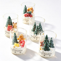 Bougie de Noël dans un verre, scène miniature, cire de soja, coulée à la main, rennes, pain d'épices, arbre, décoration de fêtes, vente en gros