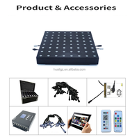 Panneaux de sol de danse LED numériques portables HUALI 20W DMX512 RGB 3-EN-1 SMD 5050 CRI90 5000K en verre trempé étanche 8*8 pixels