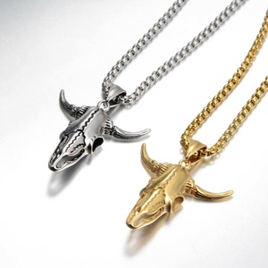 Liontin Batu Alam Tulang Sapi Kalung Punk yang Dipersonalisasi untuk Pria Trendi Retro - Product Image 1
