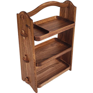 Three-Layer Wooden Standing Type Non-Folding <b>Storage</b> Rack <b>for</b> <b>Kitchen</b> Seasoning <b>Storage</b> Easy Installation - Product Image 1