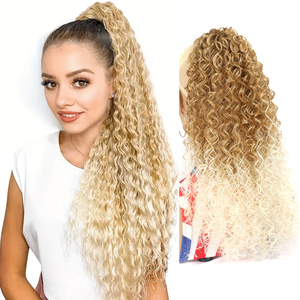 20 pulgadas de largo envoltura sintética cordón rizado Cola de Caballo extensión negro Rubio Afro rizado pelo Cola de Caballo coletas para mujeres - Product Image 1