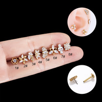 Anting-anting tusuk gaya Push Pin F136 Titanium, cincin bibir, perhiasan tindik modis. Silakan minta katalog.