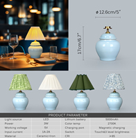 Lampe de table en céramique rechargeable IP54 2700K, base en porcelaine avec abat-jour en tissu, salon, intérieur, lampe de table Jar Tabke