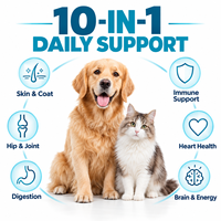 Comprimés multivitaminés pour animaux de compagnie en marque privée pour chiens et chats, formule 10 en 1 avec glucosamine, taurine, probiotiques, oméga 3