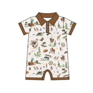 Précommande MOQ 5 – Tenues d'été pour garçons, motif cheval <span class=keywords><strong>de</strong></span> cowboy, hauts, vente en gros, vêtements western pour frères, boutique, prix d'usine pour enfants - Product Image 5
