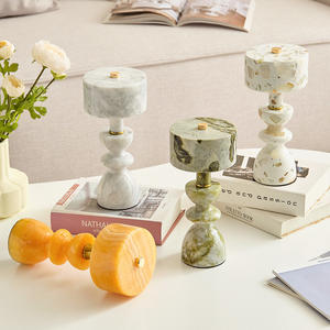 Lámpara de mesa de Jade de mármol de estilo moderno nórdico, luz nocturna recargable de 3 colores, pantalla de Metal Simple para mesita de noche, barra de café, escritorio - Product Image 2