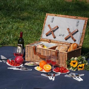 Holiday Wicker Picnic Basket Outdoor Beach 4 Person Set Wholesale square Empty Rattan Handwoven Basket With <strong>Coolbag</strong> - Product Image 4