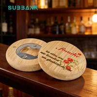 Subbank Logo personnalisé rond en bois bambou ouvre-bouteille de bière réfrigérateur Sublimation vierge pour bois artisanat boîtes en bois et panneaux muraux