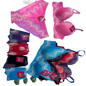 Ensemble soutien-gorge et culotte push-up floral respirant avec armatures pour femme, modèle CGT009, tailles 36-46BC, grande taille, avec cintre - Product Image 1