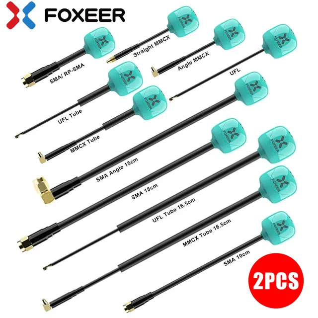 FOXEER Lollipop 4 Plus4 2pcs 5.8G 2.6dBi Omni SMA/RPSMA RHCP/LHCP Anti-Interference Multi-Connector Fpv Antenna for Racing Drone