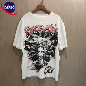 Qzfso เสื้อยืดพิมพ์ลายโอเวอร์ไซส์สำหรับผู้ชายเสื้อยืดลายกราฟิกผ้าฝ้ายบ็อกซี่แบบปรับแต่งได้ - Product Image 1