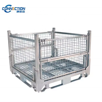 Cage de stockage double robuste galvanisée en fil d'acier, caisse métallique pour palettes, capacité 400-1000 kg, vente en gros fabricant