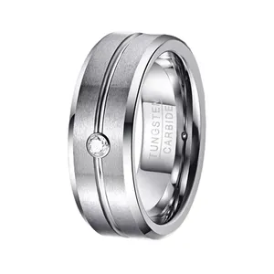 ring man 8mm Zircon Classic Men band 100% Tungsten Faceted Wedding Bands Men's Accessories ring