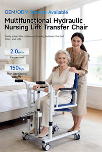 Elevador Hidráulico Manual Azul con Asiento Acolchado para Transferencia de Pacientes, Ideal para Ancianos y Discapacitados en el Hogar, Hospital, Enfermería, Inodoro y Baño - Product Image 3