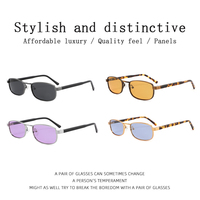 Lunettes de soleil vintage fines et étroites rectangulaires pour hommes et femmes, tendance 2026, surdimensionnées, classiques, carrées, en métal doré, protection UV400, haut de gamme