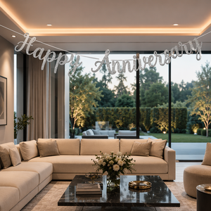 Striscione a Cuore Argentato per <span class=keywords><strong>Anniversario</strong></span>, Insegna in Cartone Resistente da Appendere per Decorazioni Matrimoniali, Logo Personalizzato OEM ODM - Product Image 4