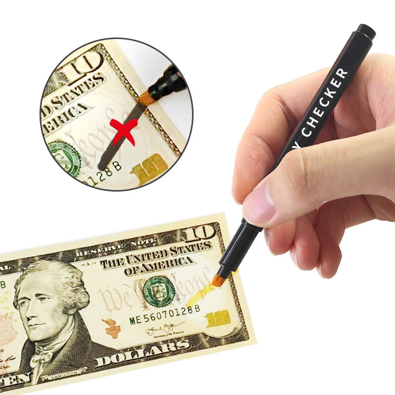 Stylo Vérificateur De Billets - Lot De 10 - Détecteur Faux Billets Euros, Dollars - Marque Jaune = Vrai, Noire = Faux