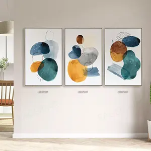 Минималистская абстрактная картина, Художественная печать на холсте, 3 панели, украшение интерьера для дома с плавающей рамой