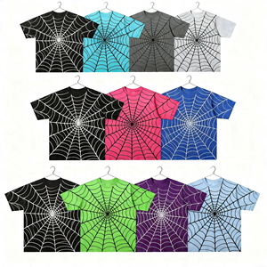 T-Shirt Vintage con Motivo Ragnatela Glitterata, Design di Marca, Stile Anni '90 Hip Hop Streetwear, Oversize in Cotone a Maniche Corte per Uomo e <span class=keywords><strong>Donna</strong></span> - Product Image 1